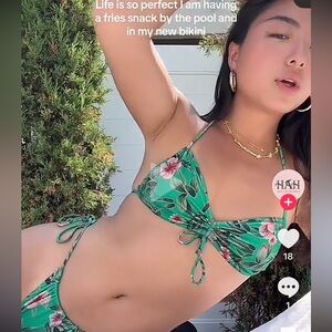 We Are HAH Swim Reversible Bikini Top | Leaf Me Alone & Green with Envy